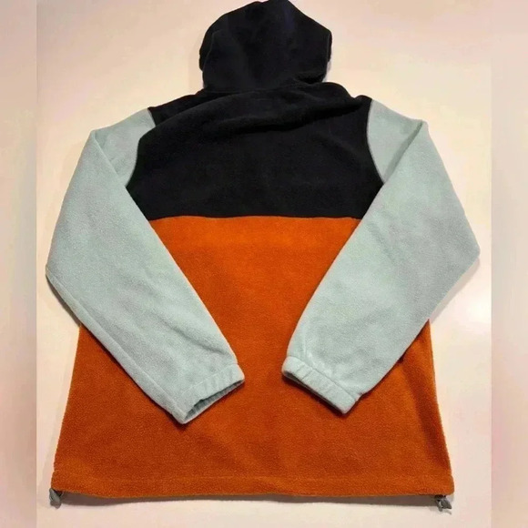 Massive Outdoors Fleece Hoodie Size Small  Orange And Blue Color Block 1/4 Zip - Picture 2 of 8